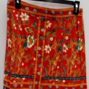 Tory Burch Women's Dayton Samba Batik Floral Print Multicolor Size 8 Skirt